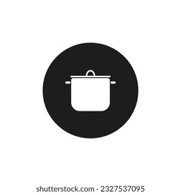 pot icon. White pot in a black circle. Vector illustration. stock image.