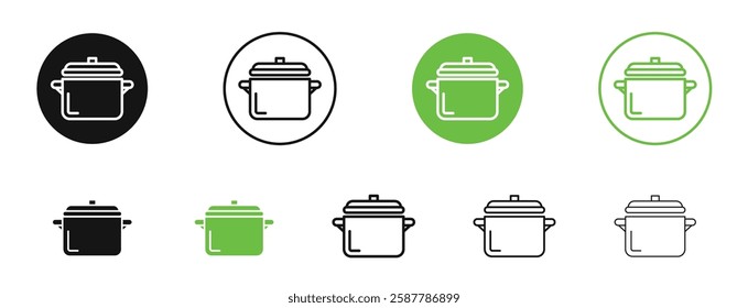 Pot icons in black and green colors collection
