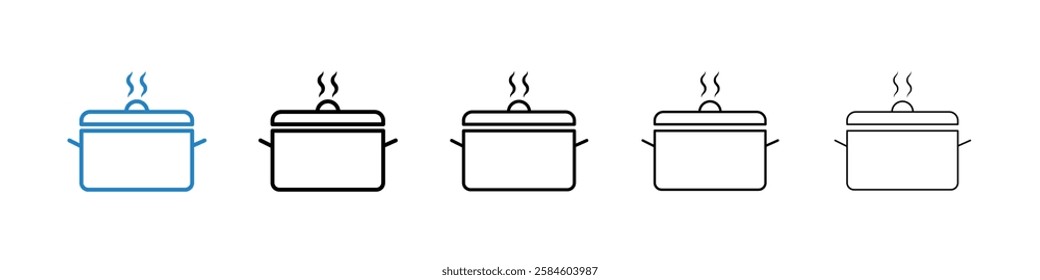 Pot icons in five different stroke sizes