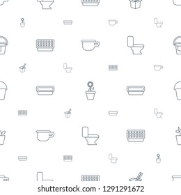 pot icons pattern seamless white background. Included editable line flower pot, noodles fast food, pot for plants, toilet, bucket, plant in icons. icons for web and mobile.