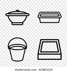Pot icons set. set of 4 pot outline icons such as bucket