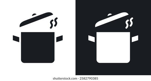 Pot icons set vectors black and colored style
