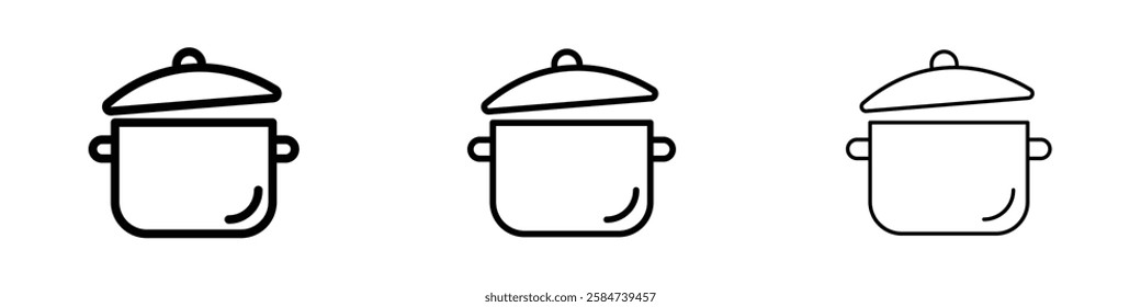 Pot icons in three different stroke lines