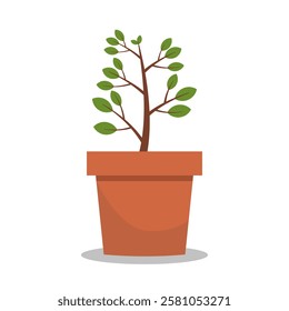 Pot with indoor plant vector