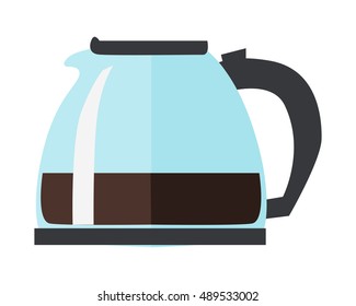 ?offee pot isolated on white background. Teapot for brewing and pouring tea. Make pause in the office work. Refreshing drink. Part of series of daily routine of the week. Vector illustration.