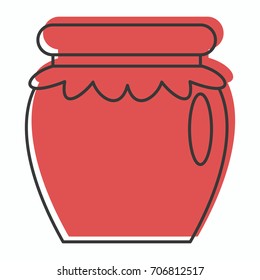 Pot of jam icon in doodle style vector illustration for design and web isolated on white background. Pot of jam vector object for labels and advertising