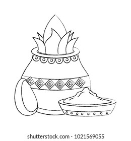 pot kalash coconut avocado and bowl spice hindu