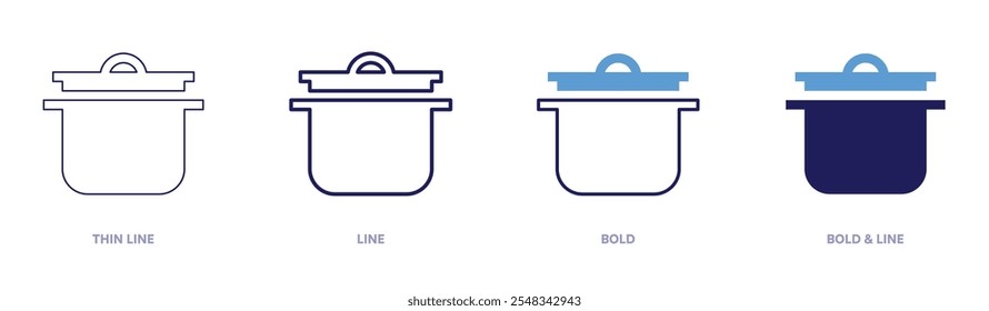 Pot kitchen icon in 4 different styles. Thin Line, Line, Bold, and Bold Line. Duotone style. Editable stroke.