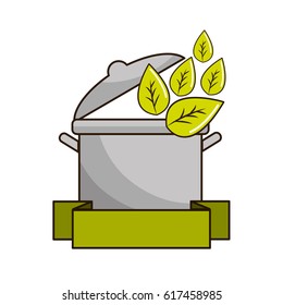 pot kitchen with leaves and ribbon