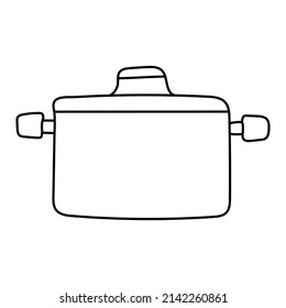 Pot. Esbozo de cocina. Utensil de cocina vectorial de línea de perro. Ilustración dibujada a mano. Icono de contorno en blanco y negro