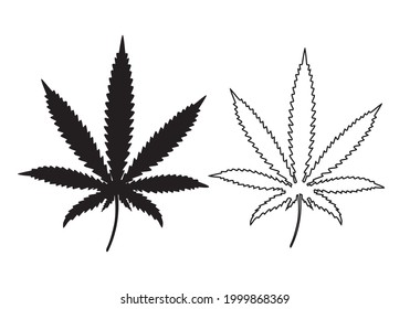 Pot leaf vector silhouette ang contour