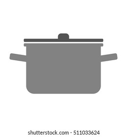 Pot with lid. Flat color icon of dishes for cooking.