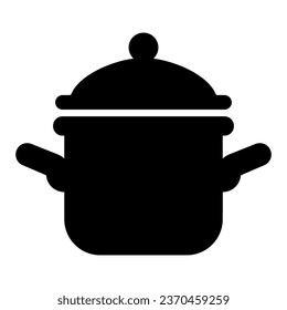 Pot con un icono de tapa sólida, concepto del Día de Acción de Gracias, signo de Casserole sobre fondo blanco, icono de Saucepan en estilo glifo para concepto móvil y diseño web. Gráficos vectoriales