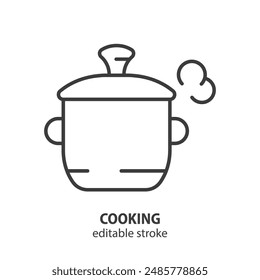 Pot-Line-Symbol. Kochen Vektorillustration. Bearbeitbarer Strich.