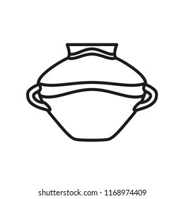Pot line icon isolated on white background. Outline thin graphic garden logo vector.