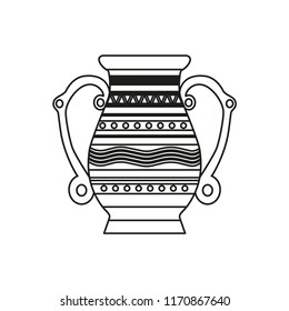 Pot line icon isolated on white background. Outline thin graphic garden logo vector.