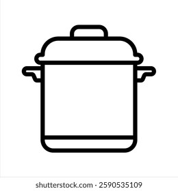 Pot Line Vector Illustration On White Background.