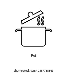Pot linear icon vector on white background. Black icon illustration