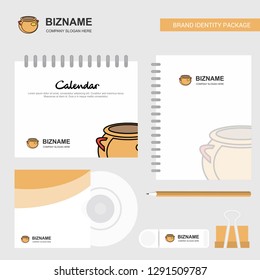 Pot  Logo, Calendar Template, CD Cover, Diary and USB Brand Stationary Package Design Vector Template