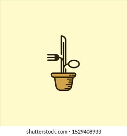 pot logo with tableware icon