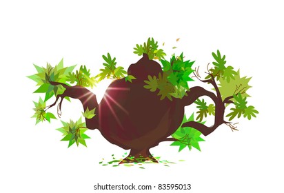 pot made of green bush