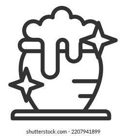 Pot with magic porridge - icon, illustration on white background, outline style
