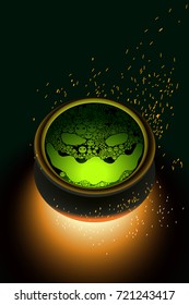 Pot of magic potion Halloween illustration