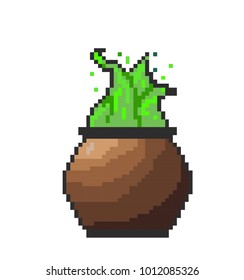 Pot with a magical potion, pixel illustration