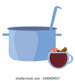 pot and сup with mulled wine