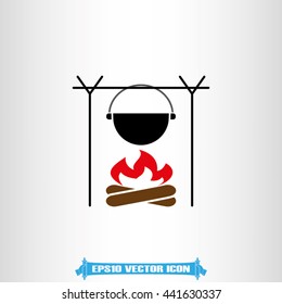 pot on bonfire icon vector illustration eps10.