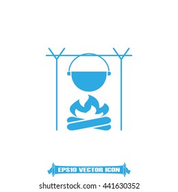 pot on bonfire icon vector illustration eps10.