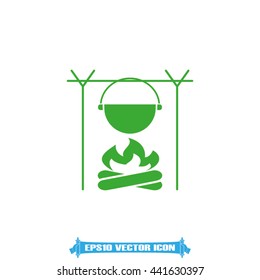 pot on bonfire icon vector illustration eps10.