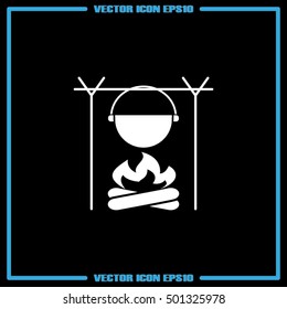 pot on bonfire icon vector illustration eps10.