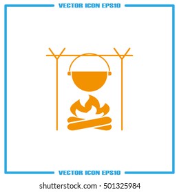 pot on bonfire icon vector illustration eps10.