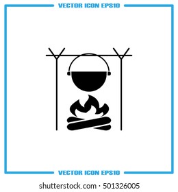 pot on bonfire icon vector illustration eps10.