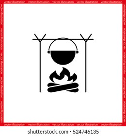 pot on bonfire icon vector illustration eps10.