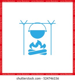 pot on bonfire icon vector illustration eps10.