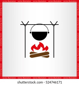 pot on bonfire icon vector illustration eps10.
