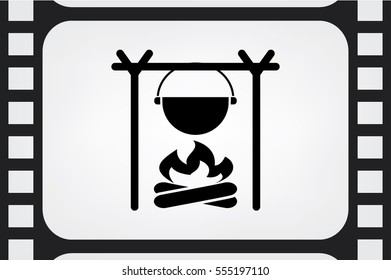 pot on bonfire icon vector illustration.