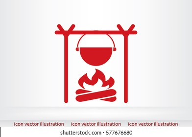 pot on bonfire icon vector illustration.