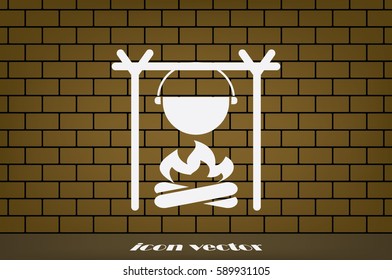 pot on bonfire icon vector illustration eps10.