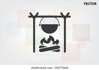 pot on bonfire icon vector illustration eps10.