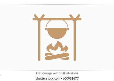 pot on bonfire icon vector illustration eps10.