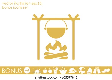 pot on bonfire icon vector illustration eps10.