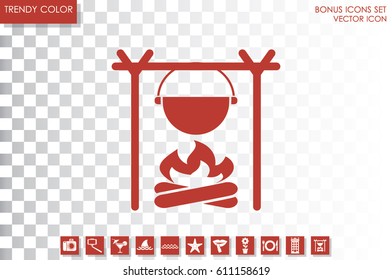 pot on bonfire icon vector illustration eps10.