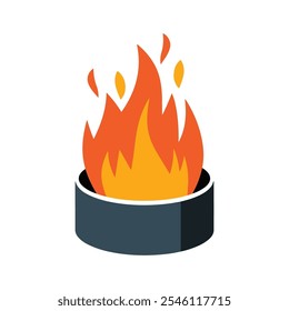 Pot On Fire Flame Clipart Icon vector, fire flame logo design icon, fire  illustration