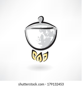 pot on fire grunge icon