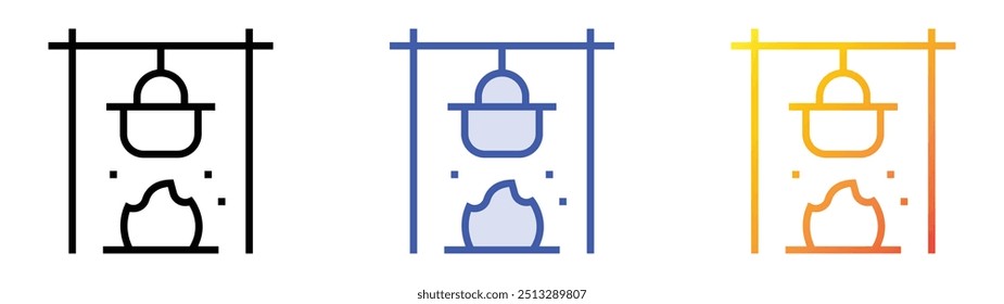 pot on fire icon. Linear, Blue Fill and Gradient Style Design Isolated On White Background