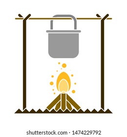 pot on fire icons. flat illustration of pot on fire vector icon. pot on fire sign symbol