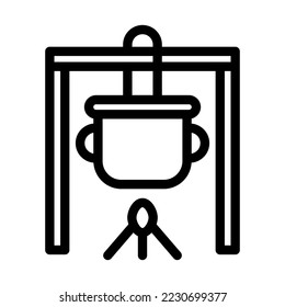 pot on fire line icon illustration vector graphic